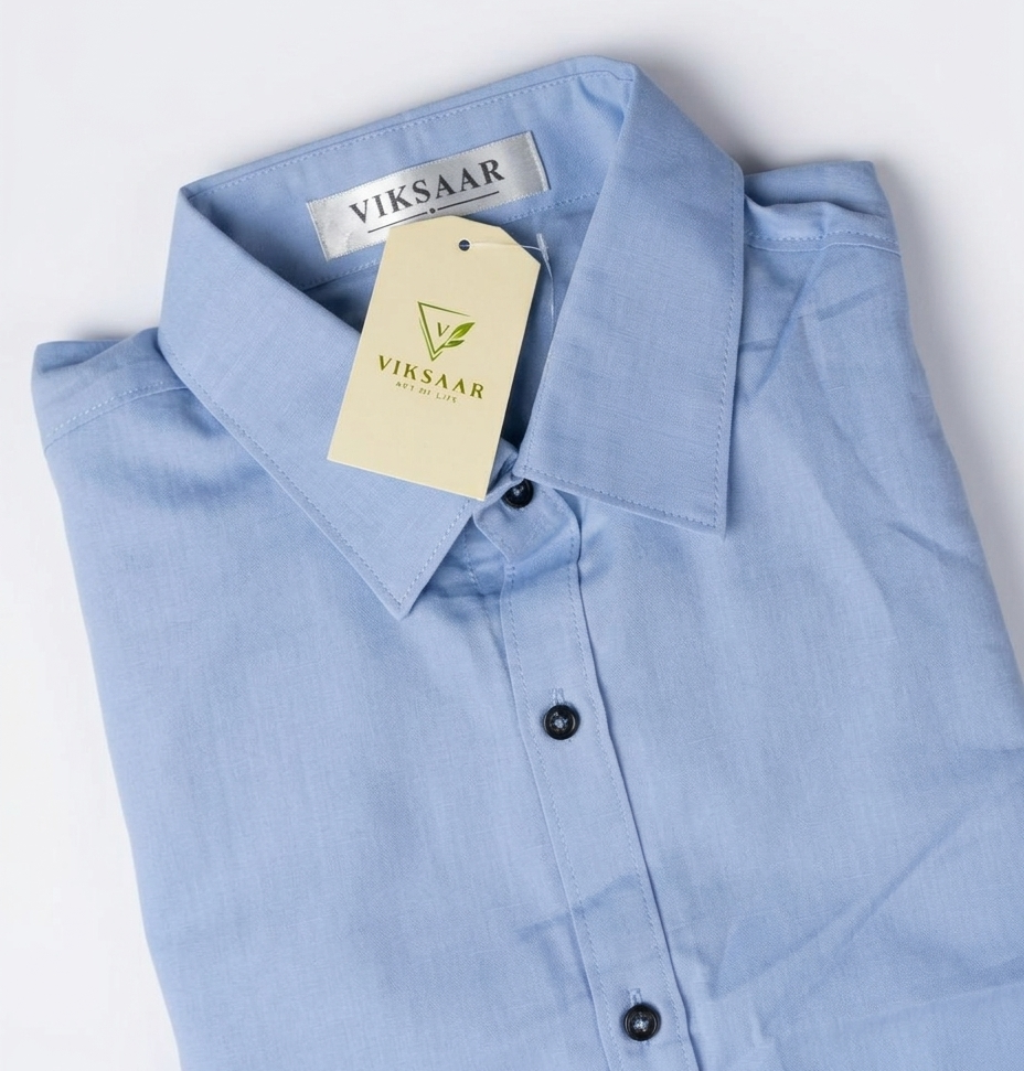 VIKSAAR Linen Sky Blue Shirts
