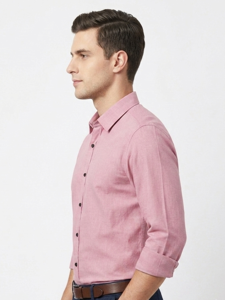 VIKSAAR Linen Light Pink Shirts