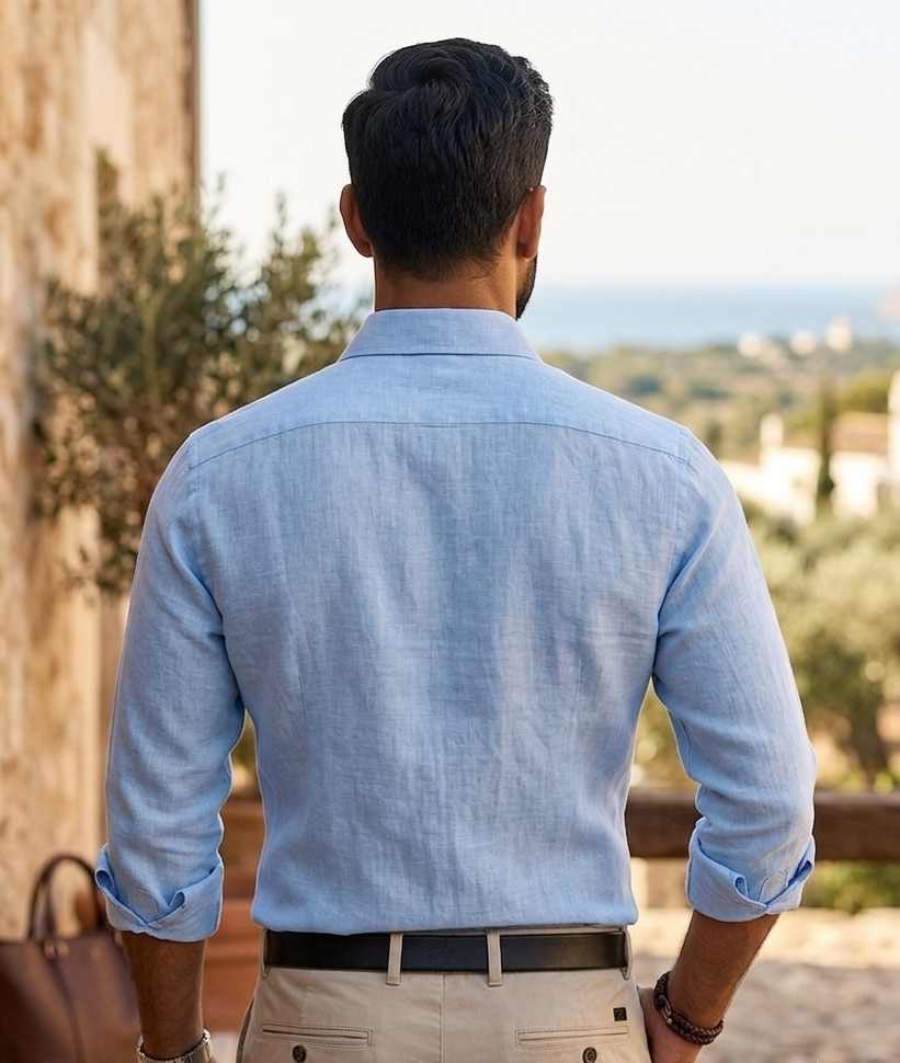 VIKSAAR Linen Sky Blue Shirts