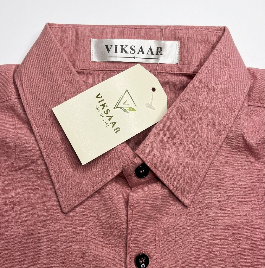 VIKSAAR Linen Light Pink Shirts