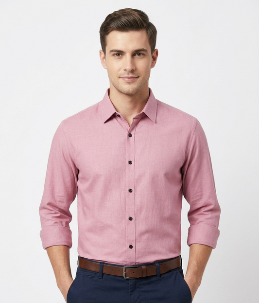VIKSAAR Linen Light Pink Shirts