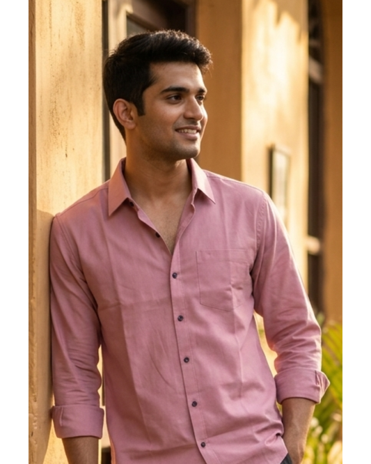 VIKSAAR Linen Light Pink Shirts